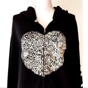 VS Pink Hoodie Floral Heart Design Sweatshirt