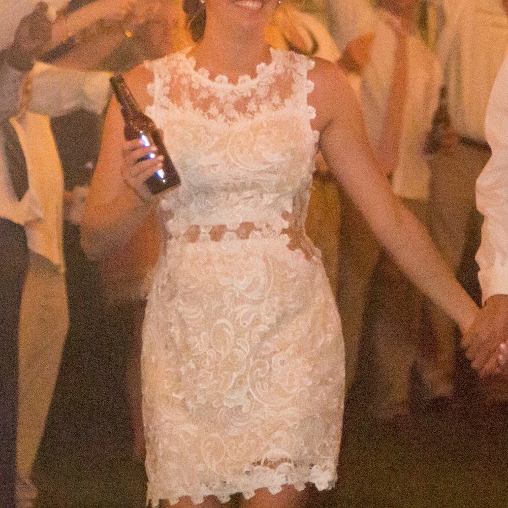 White lace and sheer, beautiful dress