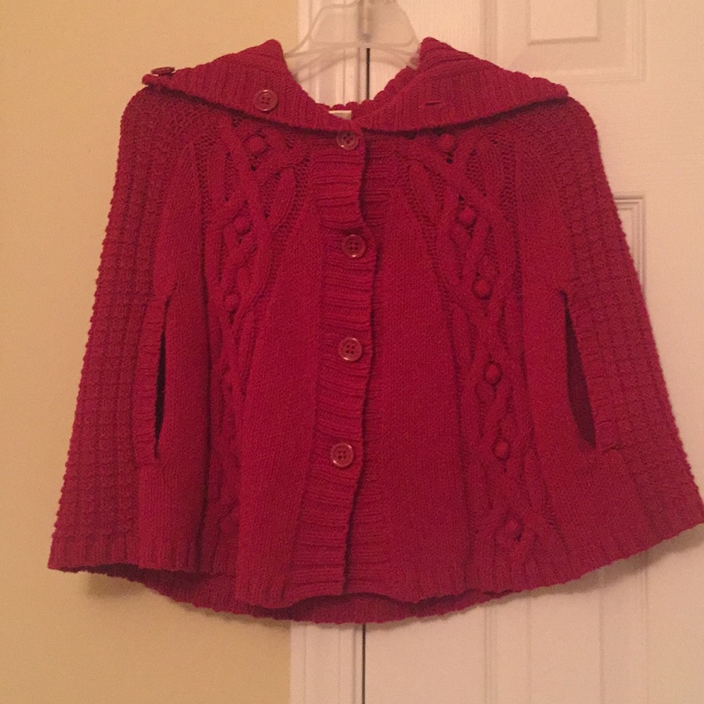 Gymboree red sweater poncho size 7-8