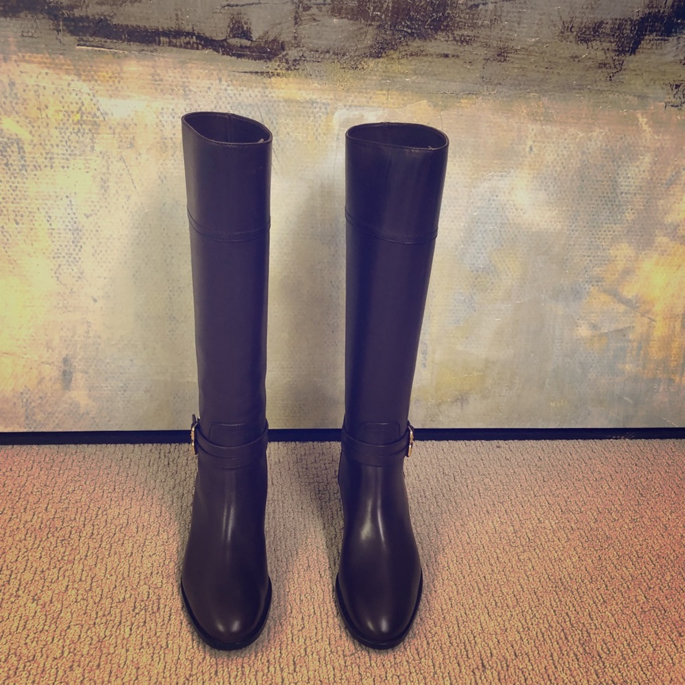 Ralph Lauren page dark brown burnished calf boots