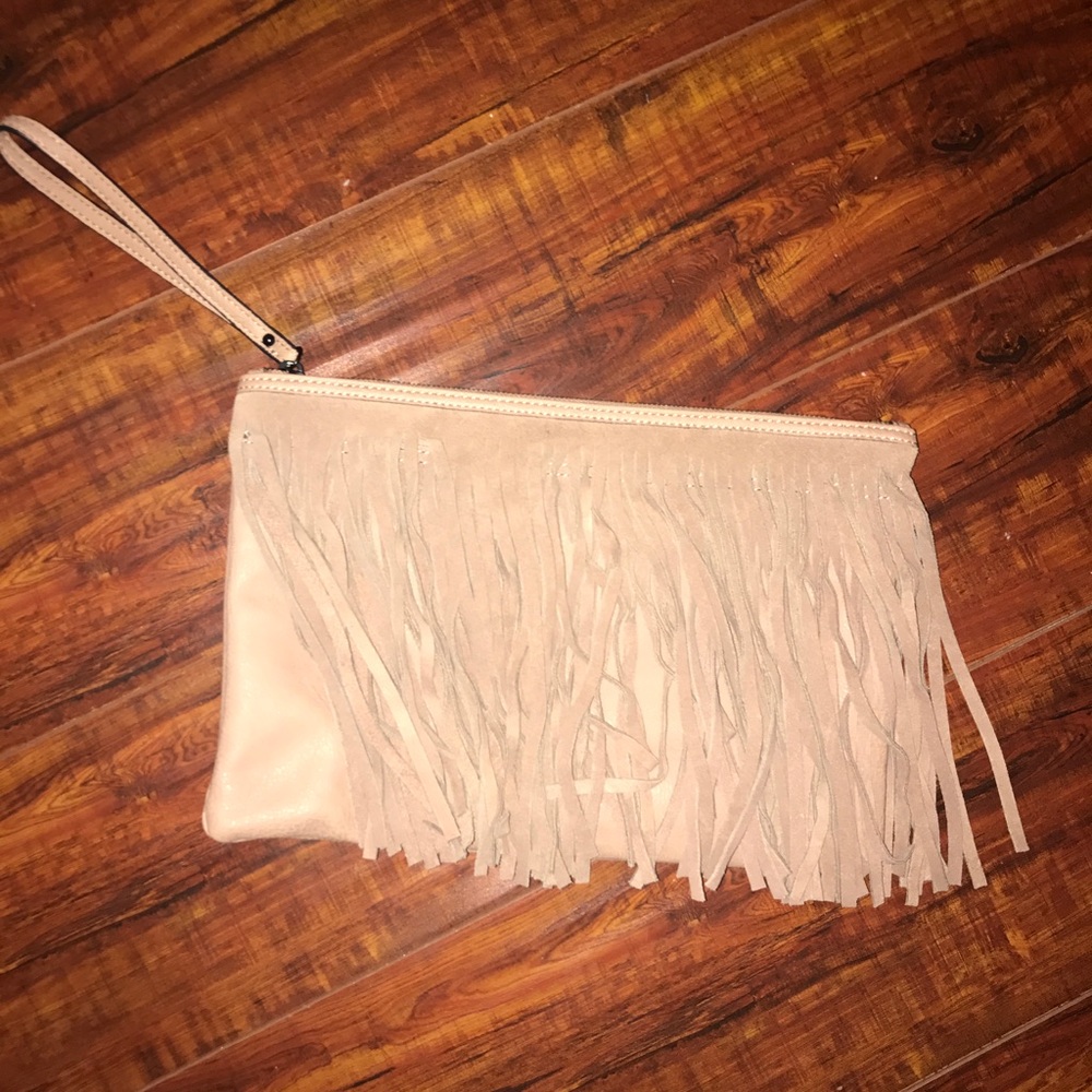 BCBGeneration Fringe Mauve Clutch Bag