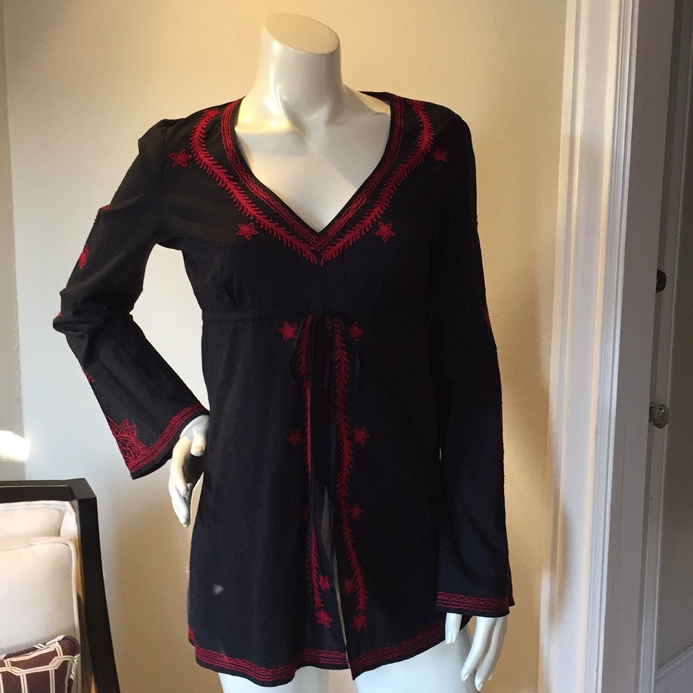 Lucky Brand Black & Red Blouse