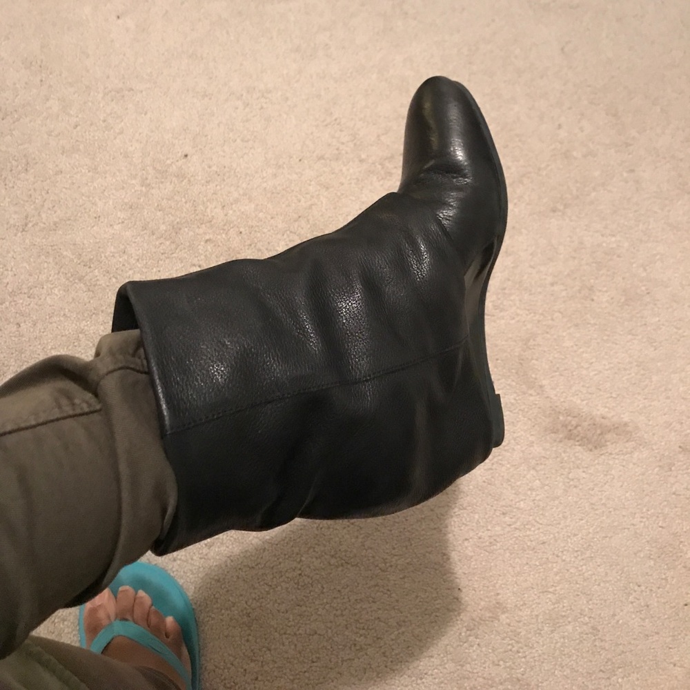 French Connection genuine leather wedge boots
