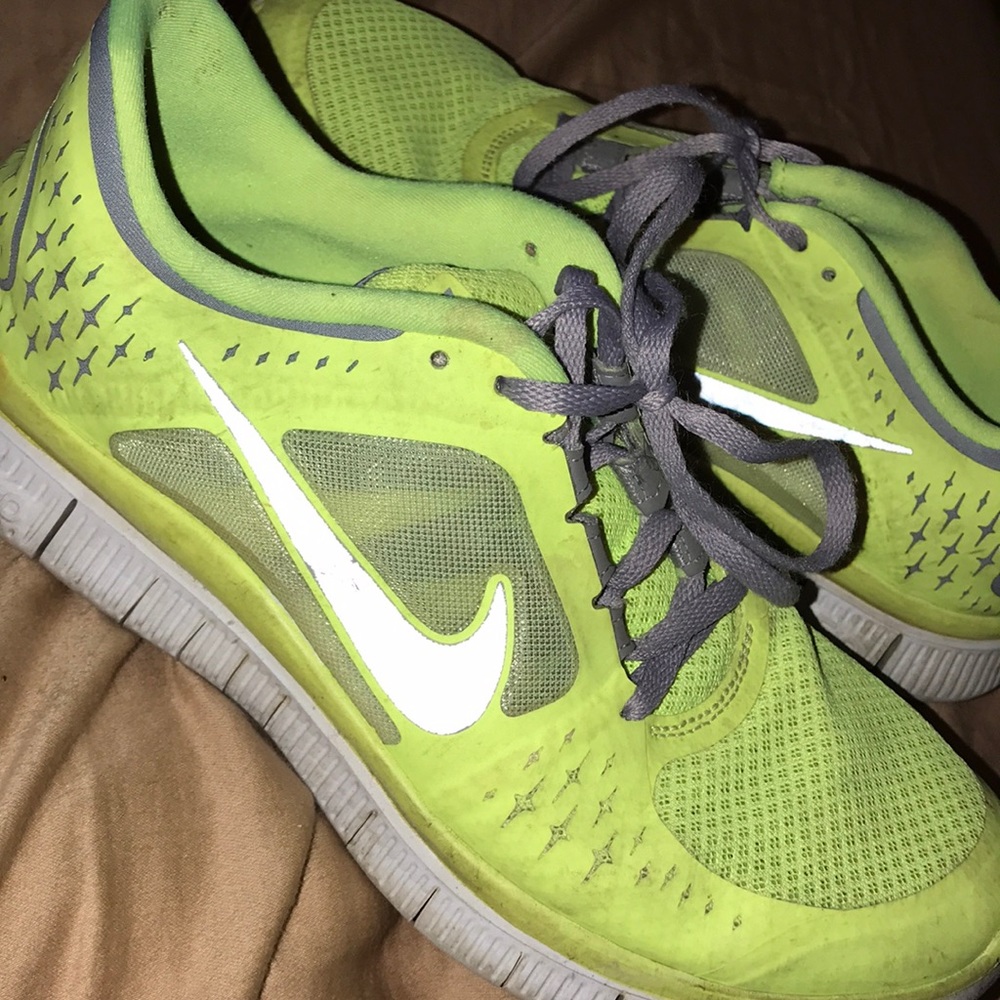 Bright yellow Nike free run 3 sneakers