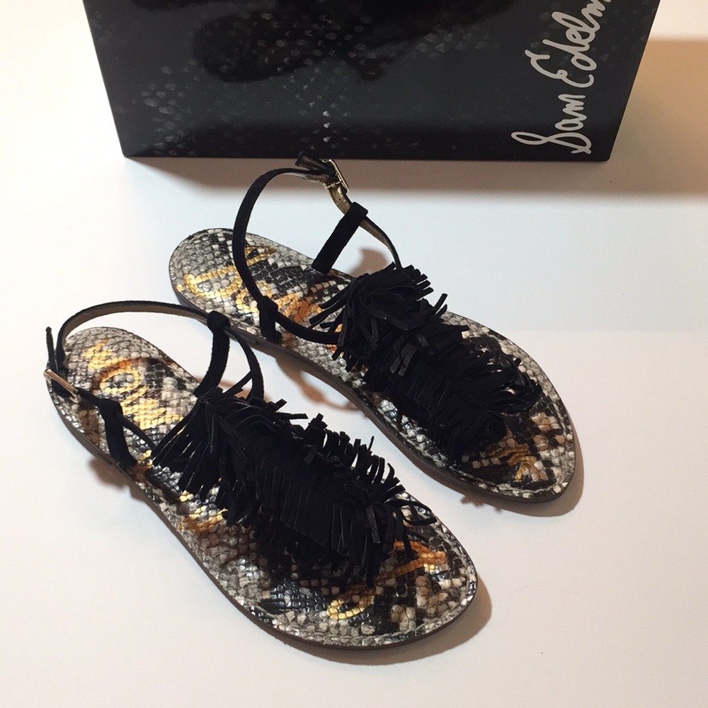 SALE Sam Edelman GELA Black Suede Sandals