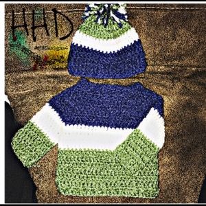 Newborn Crochet Sweater Beanie Set