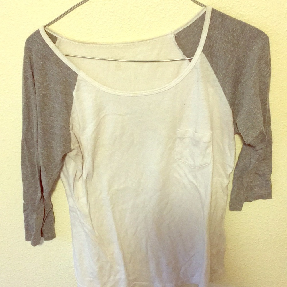 Grey and white baseball tee
