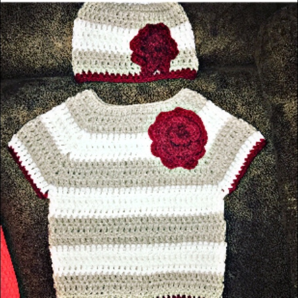 Newborn Crochet Sweater Beanie Set