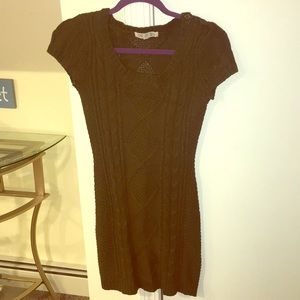 Olive green knit mini dress