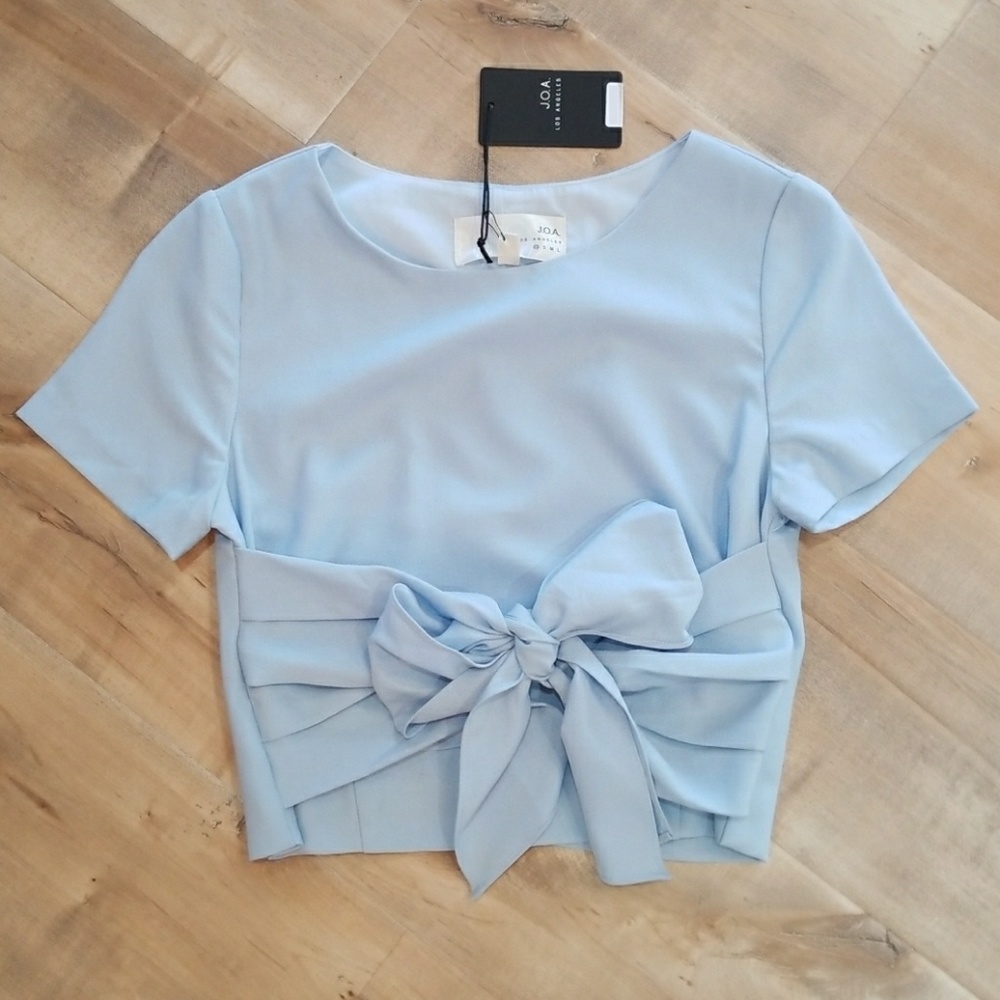 Baby blue bow crop top
