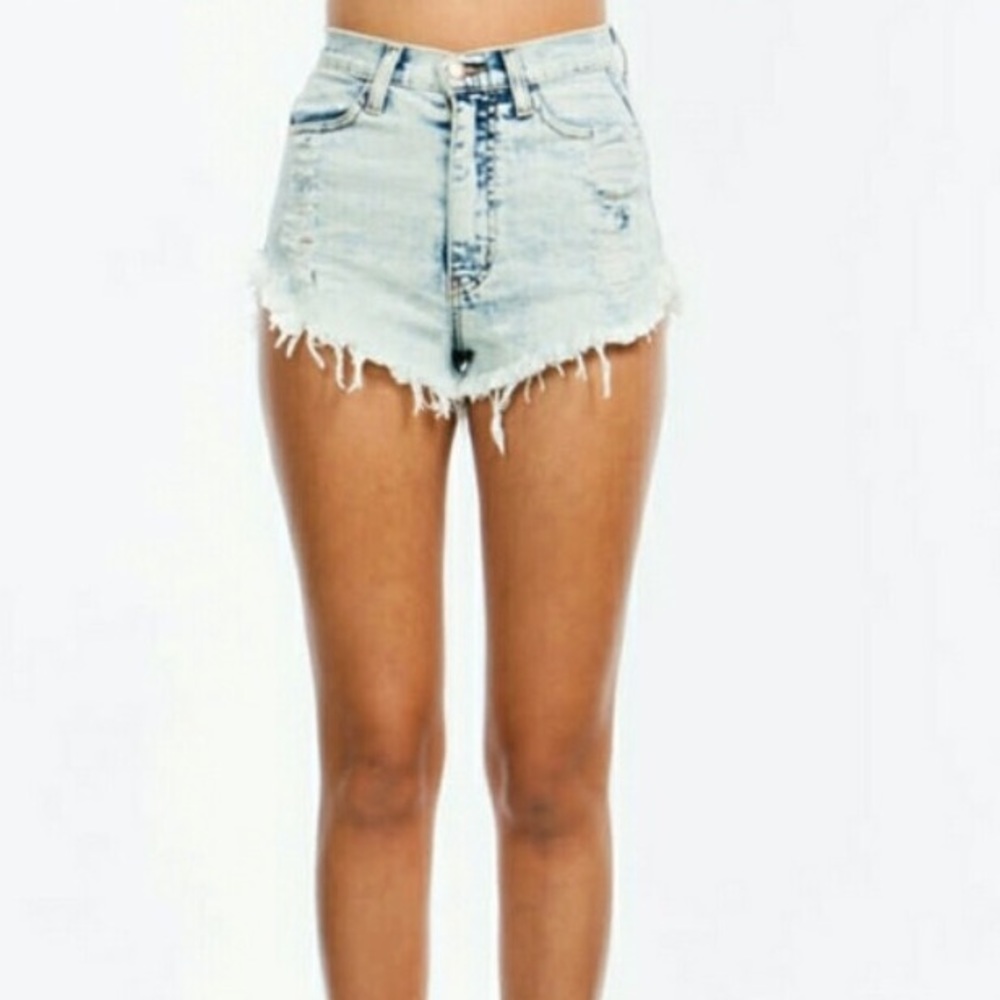 High waisted distressed shorts