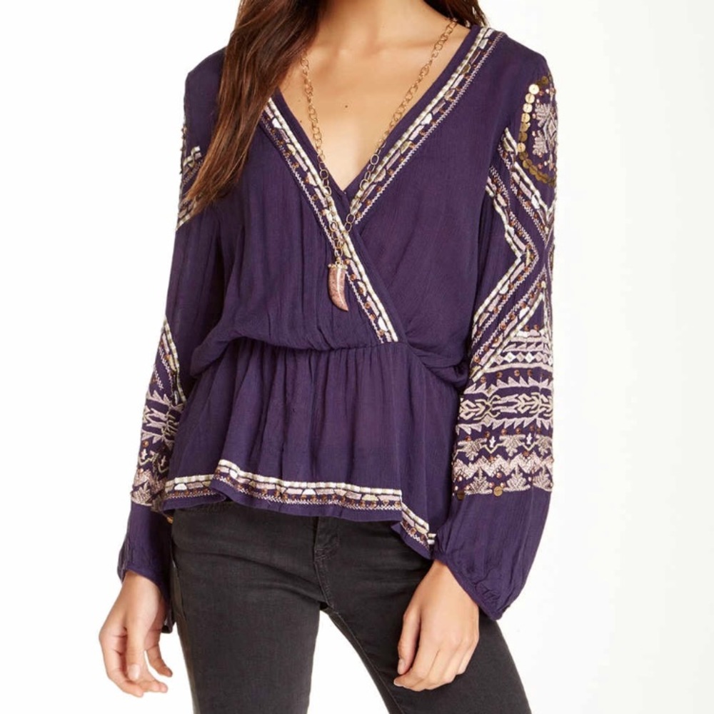 Free people stitch up your heart embellished top