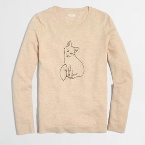 JCrew Embroidered fox Teddie sweater