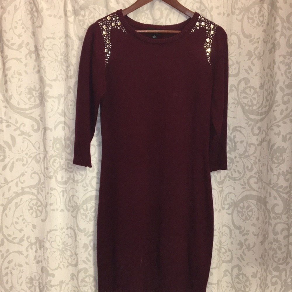 Burgundy sweater dress