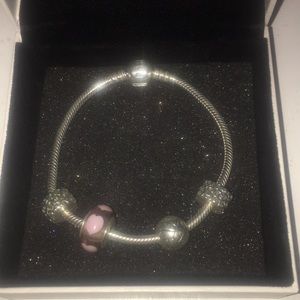 Pandora Bracalet w/ Two Charms & Two Spacers