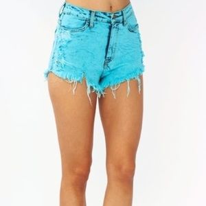 High waisted jeans shorts