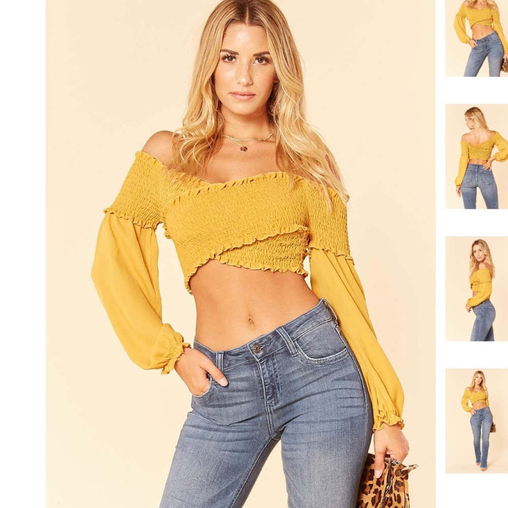 Long sleeve off the shoulder crop top