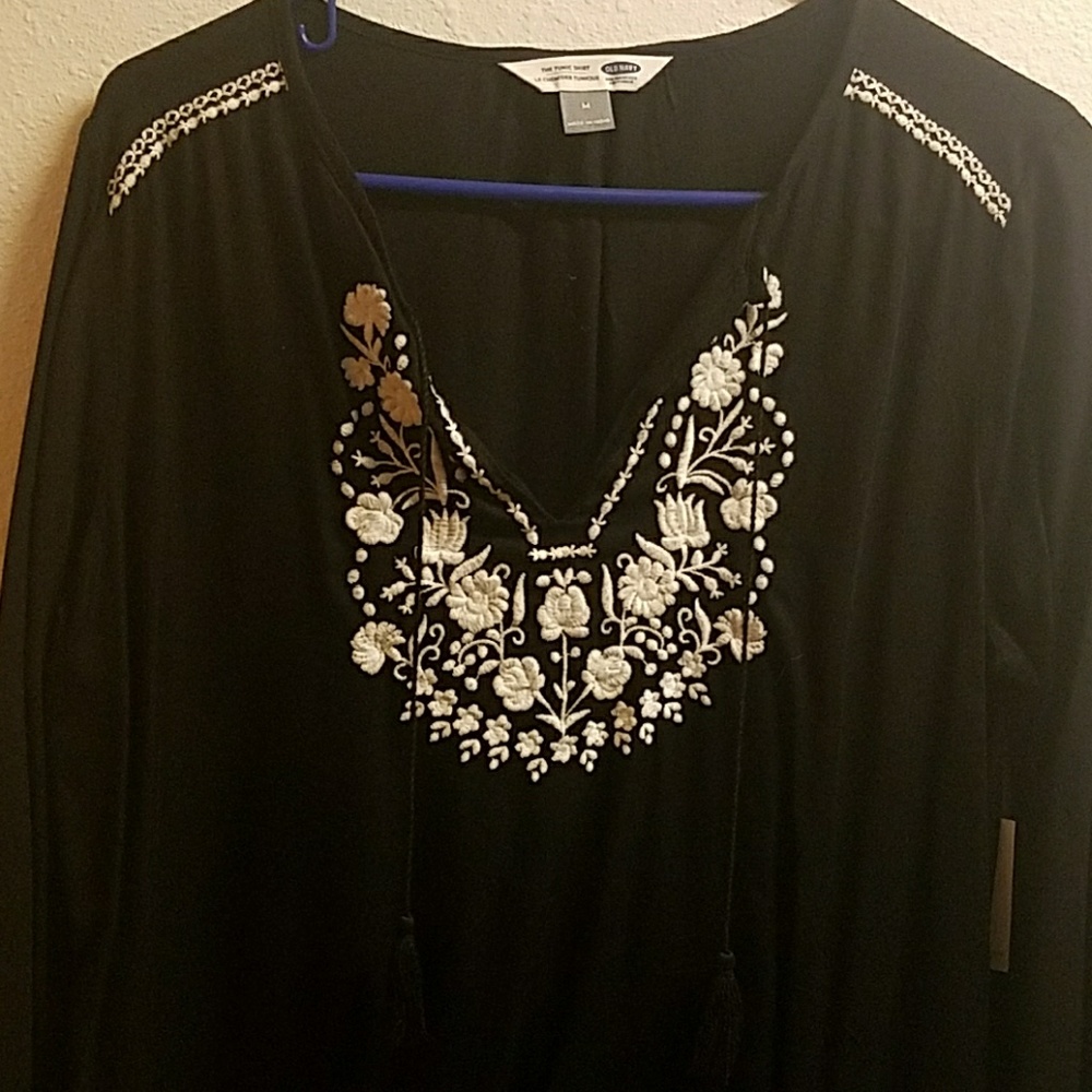 Black Boho Tunic Blouse
