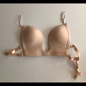 Plunge front convertible bra maidenform nude color