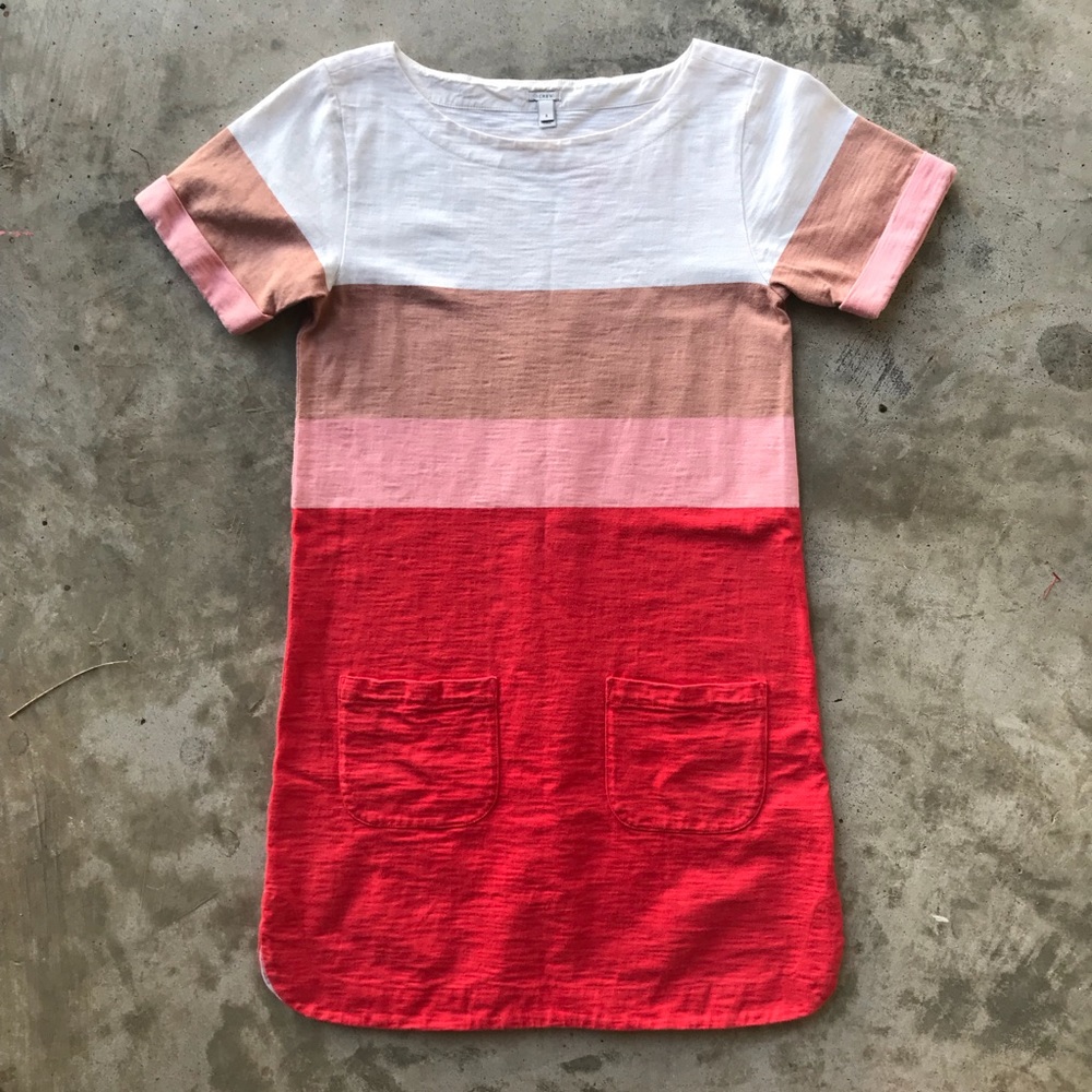 J. Crew Colorblock Slub Cotton Shift Dress, EUC - Picture 2 of 7