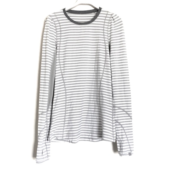Grey and white striped long sleeve top Clearance