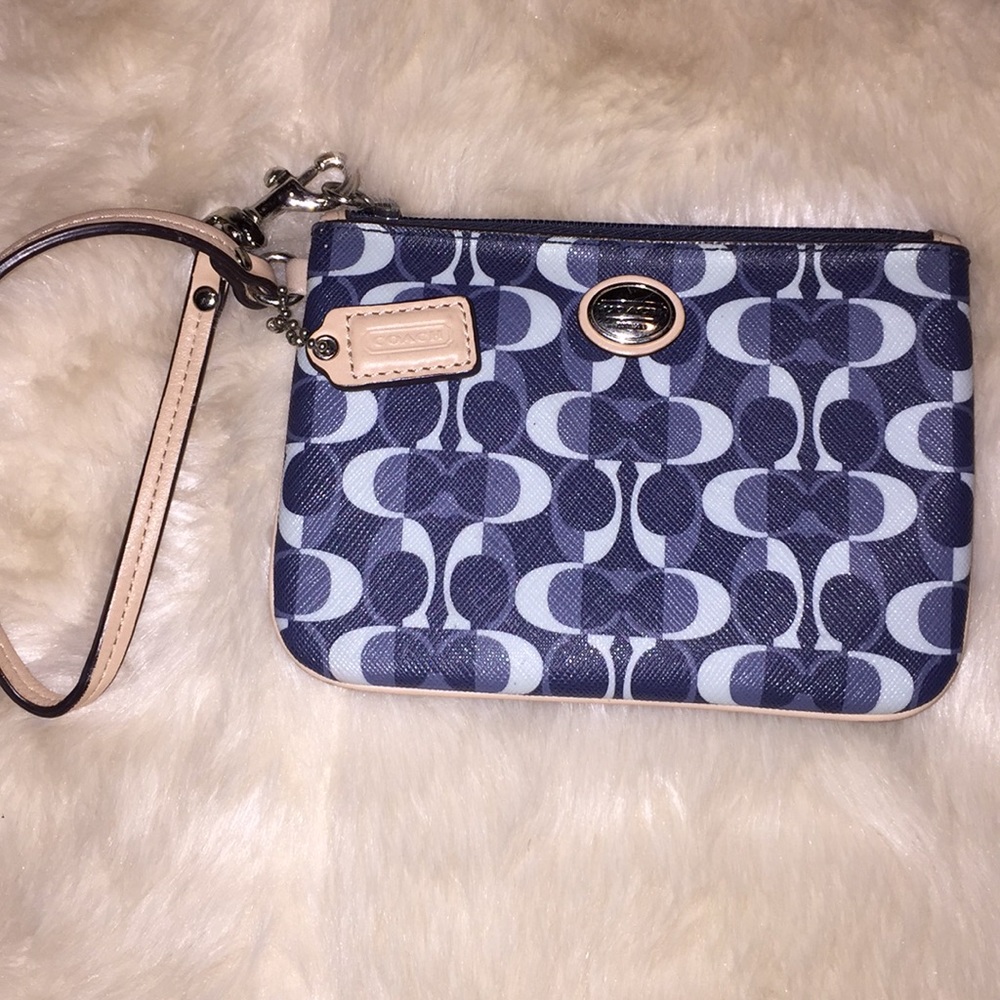 Blue coach wristlet