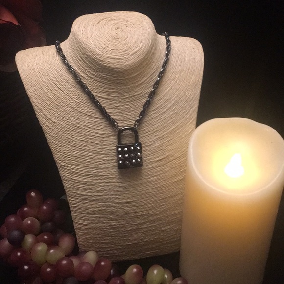 Lane Bryant black padlock necklace & earring set - Picture 2 of 7