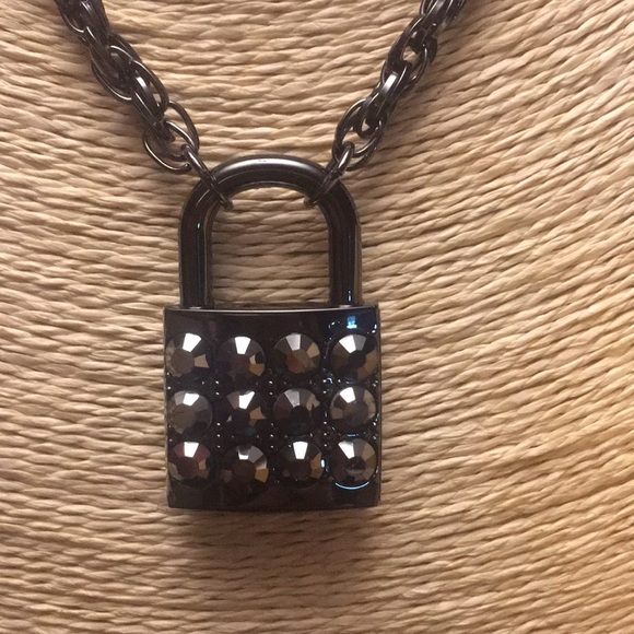 Lane Bryant black padlock necklace & earring set - Picture 3 of 7