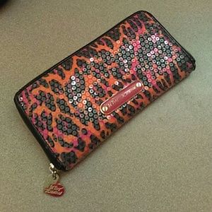 Betsey Johnson Leopard Print Sequin Wallet