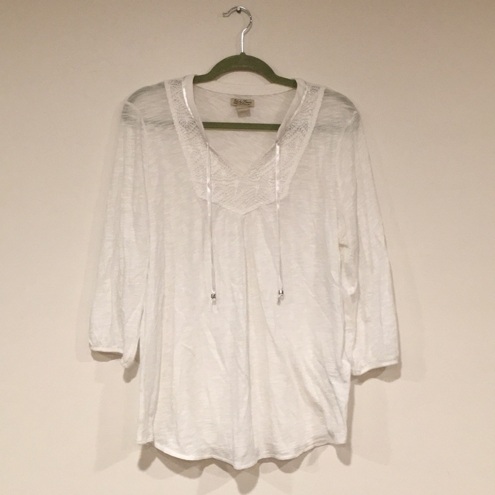 Embellished White 3/4 sleeve Embellished Top