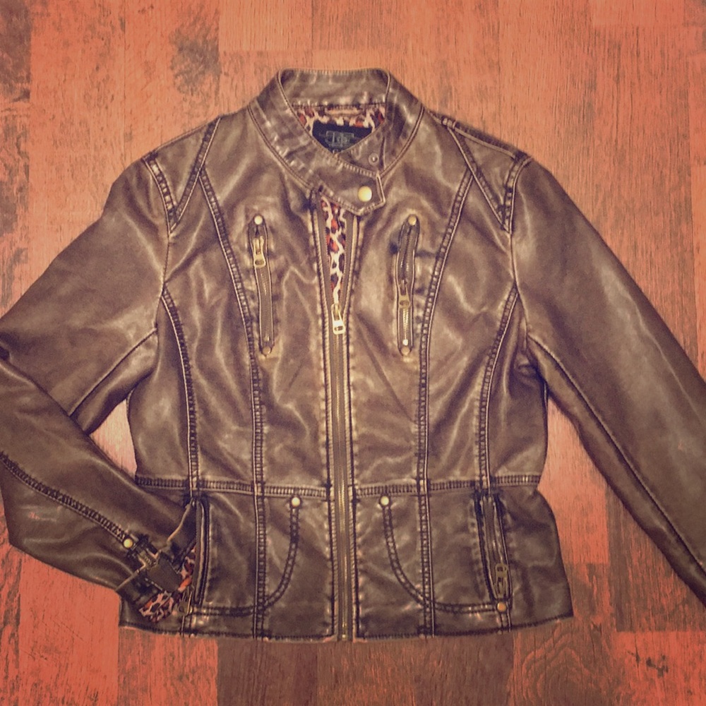 Distressed Faux Leather Jacket