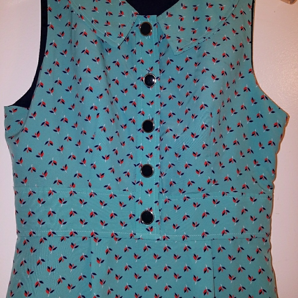Forever 21 dress Sleeveless Aqua Leaf