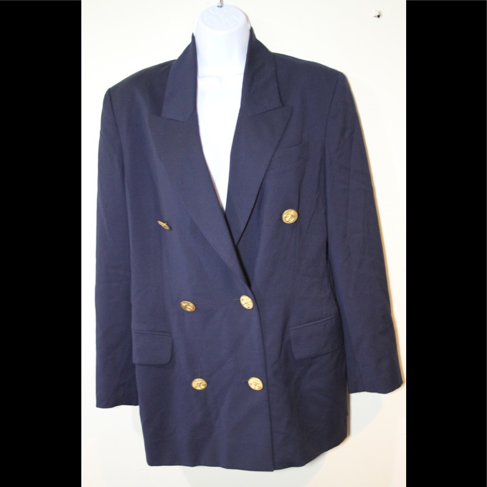 Michael Kors Blazer 100% Wool Size 6 Navy Blue,