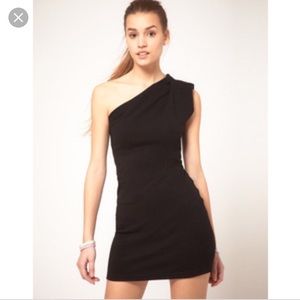 American Apparel One Shoulder Black Dress