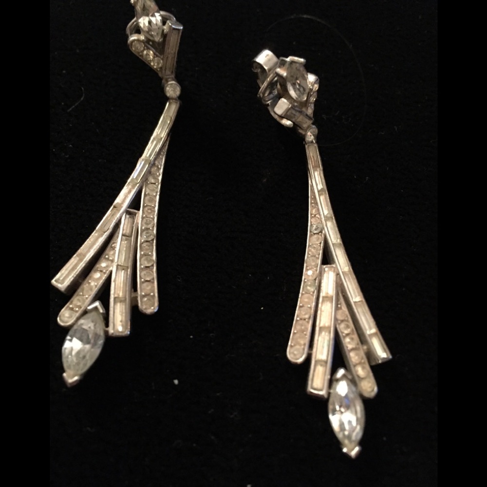 Vintage Costume Diamond Clip Earrings