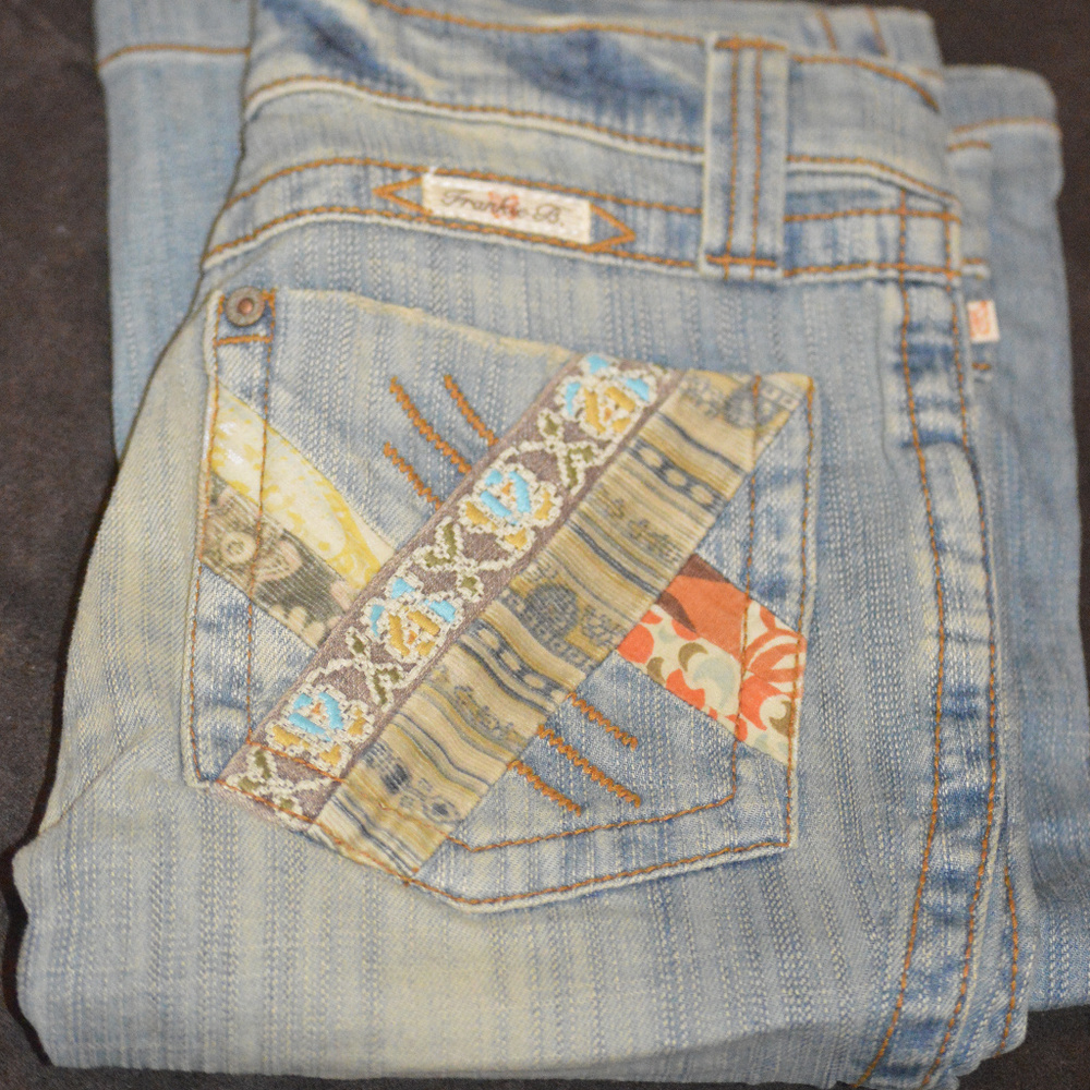patch pockets bootcut jeans