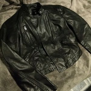 Faux leather moto jacket