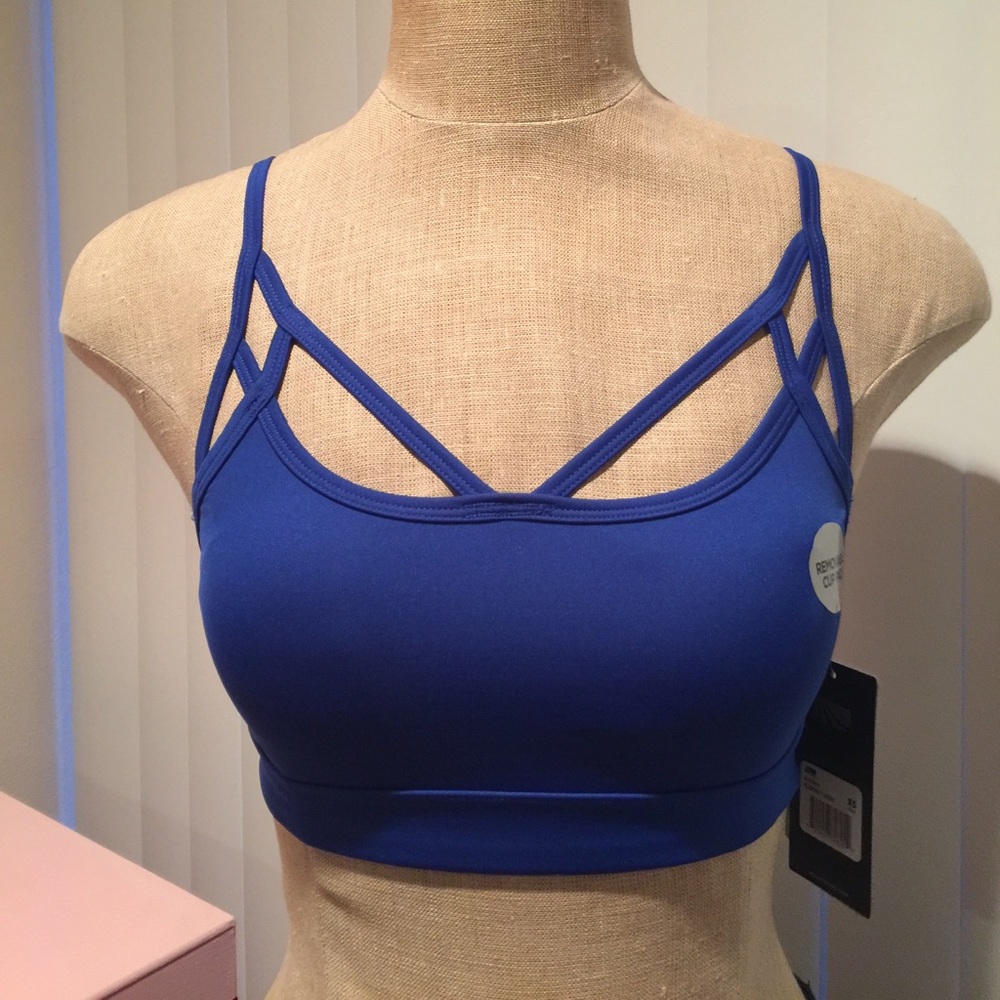 Blue bolt strappy sports bra
