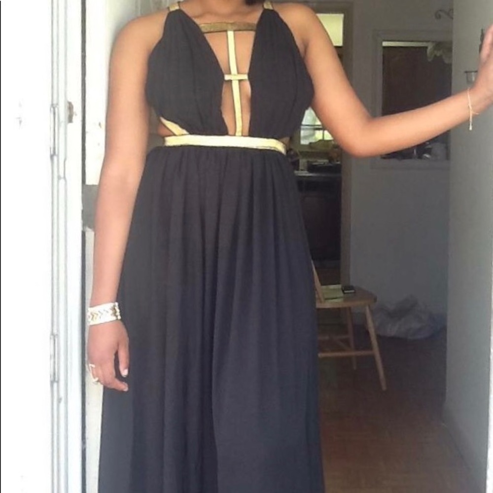 Black and yellow prom dress