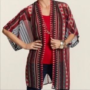 NWT CHICOS LONG SHEER SHAWL BLOUSE HOLIDAY TOP NEW