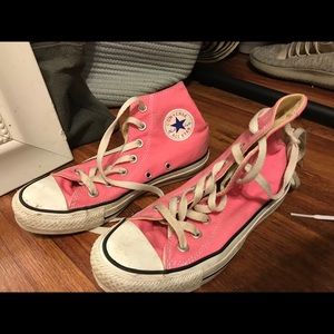 Pink high top converse