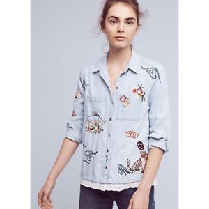 Anthropologie Embroidered Isle Buttondown Shirt
