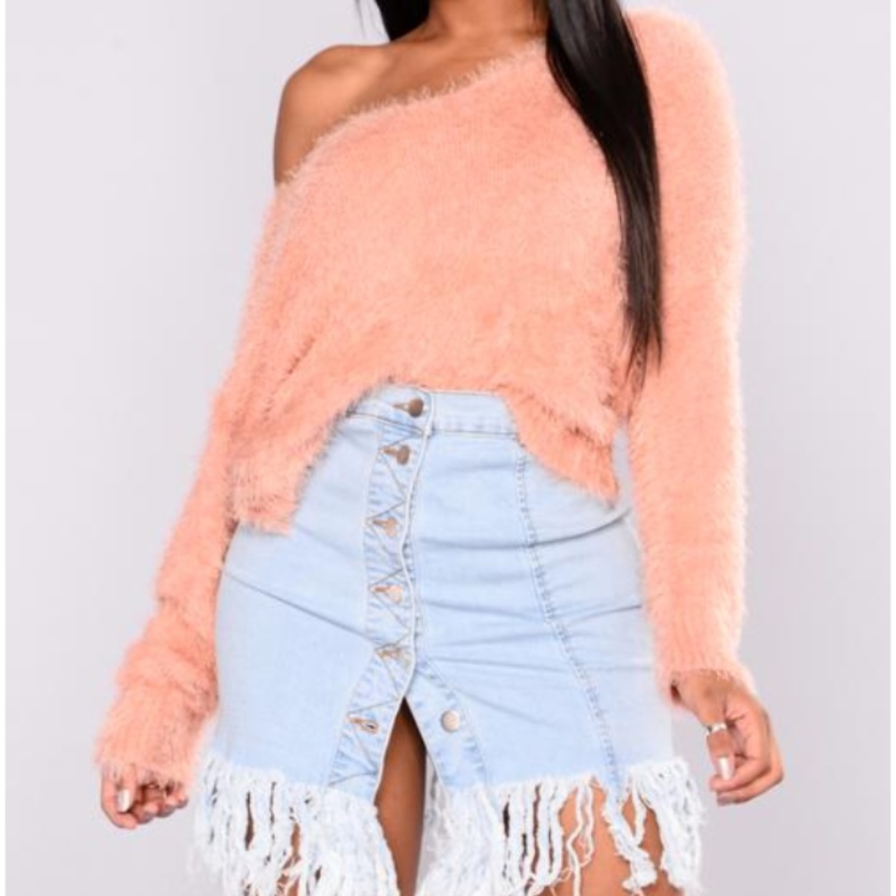Fashion Nova Fairest Fuzz Sweater Blush