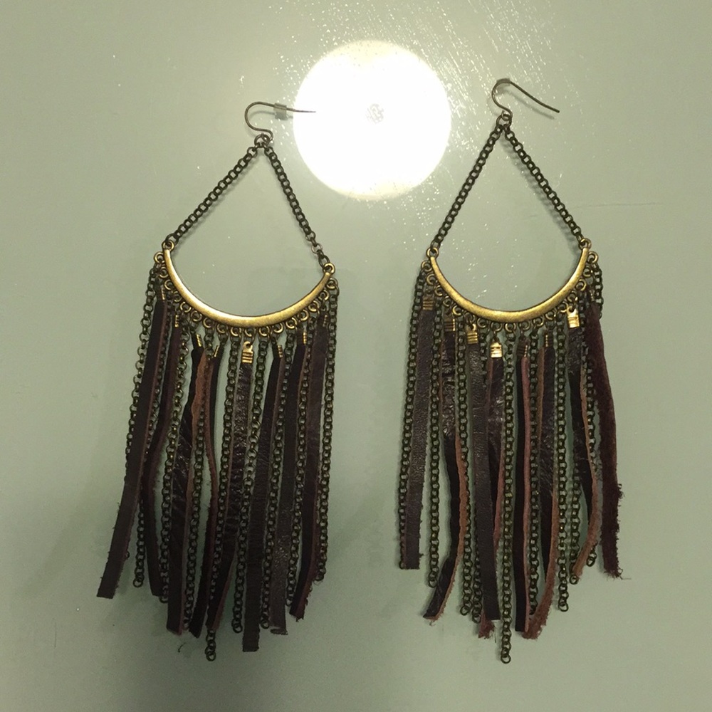 Topshop leather and chain earrings