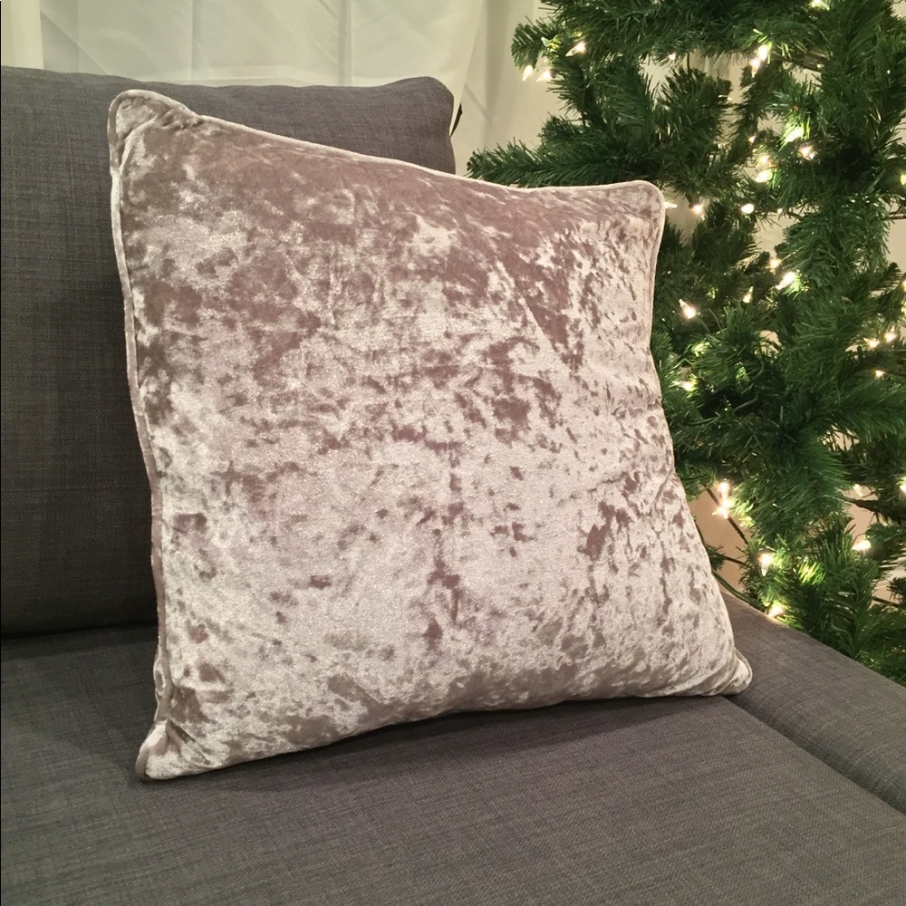 Silver velour throw pillow
