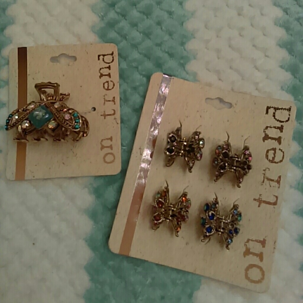 NWT Pretty Jeweled Fancy Hair clips