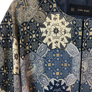 Zara Kimono Blue + Green Print Top Exlnt Condition