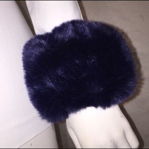 Pair Rich Navy Faux Fur Cuffs