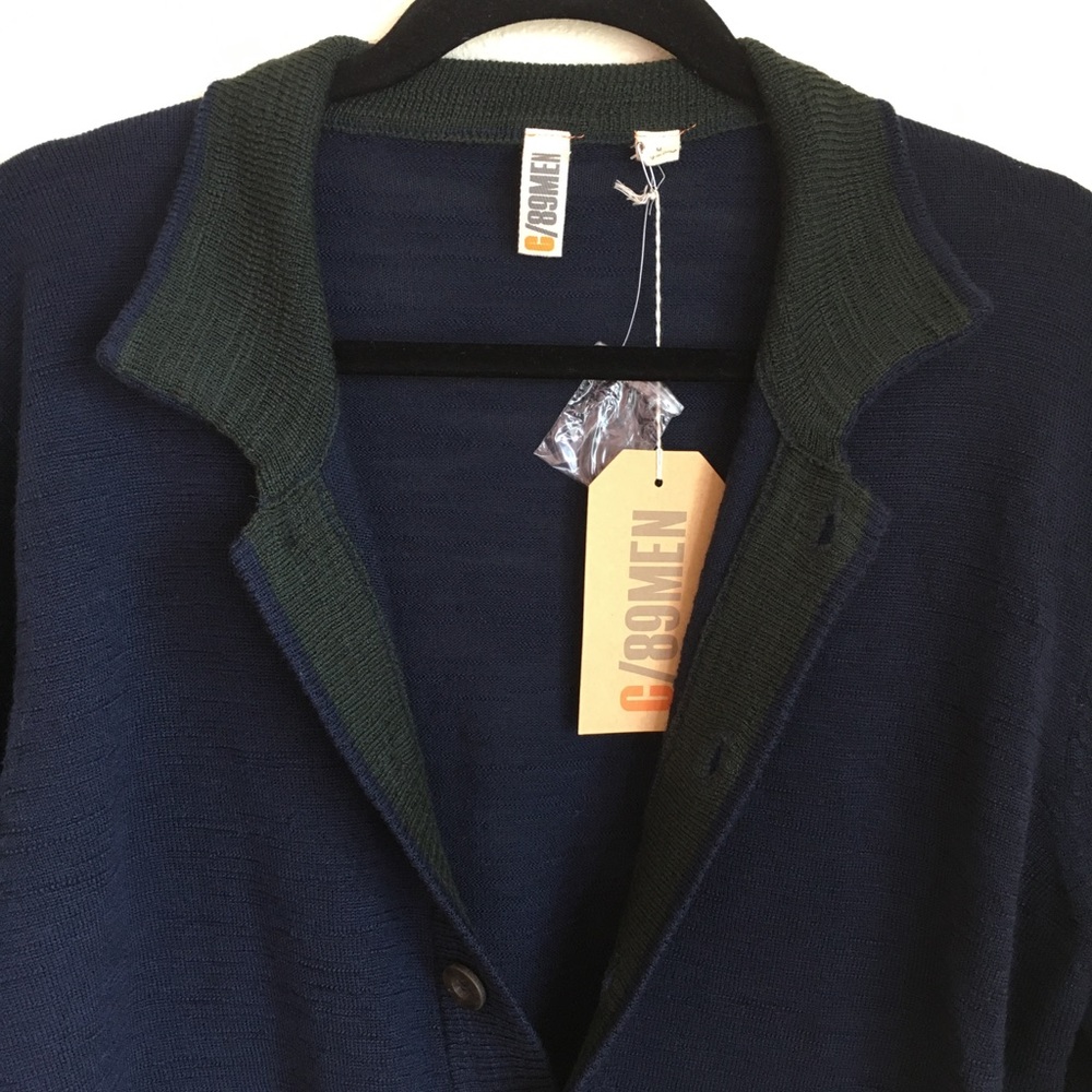 NEW C/89MEN Cardigan Sweater in Navy / Olive Green
