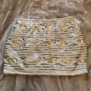 Gold and Silver Sequin Mini Skirt Small TOBI